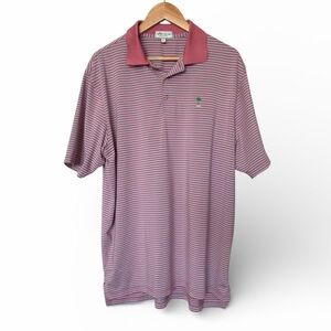 Peter Millar Polo Shirt Mens XL Pink White Stripe Summer Comfort Golf Club